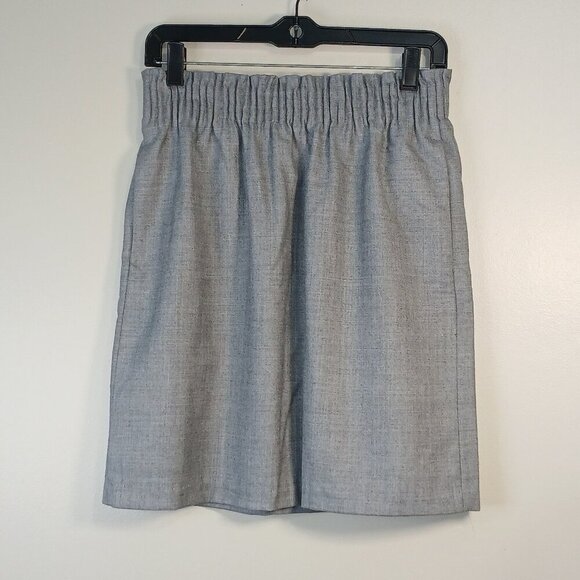 J. CREW LINED GRAY SIDEWALK SKIRT WITH GATHERED ELASTIC WAIST, SIZE 4, WOMENS - Picture 2 of 7